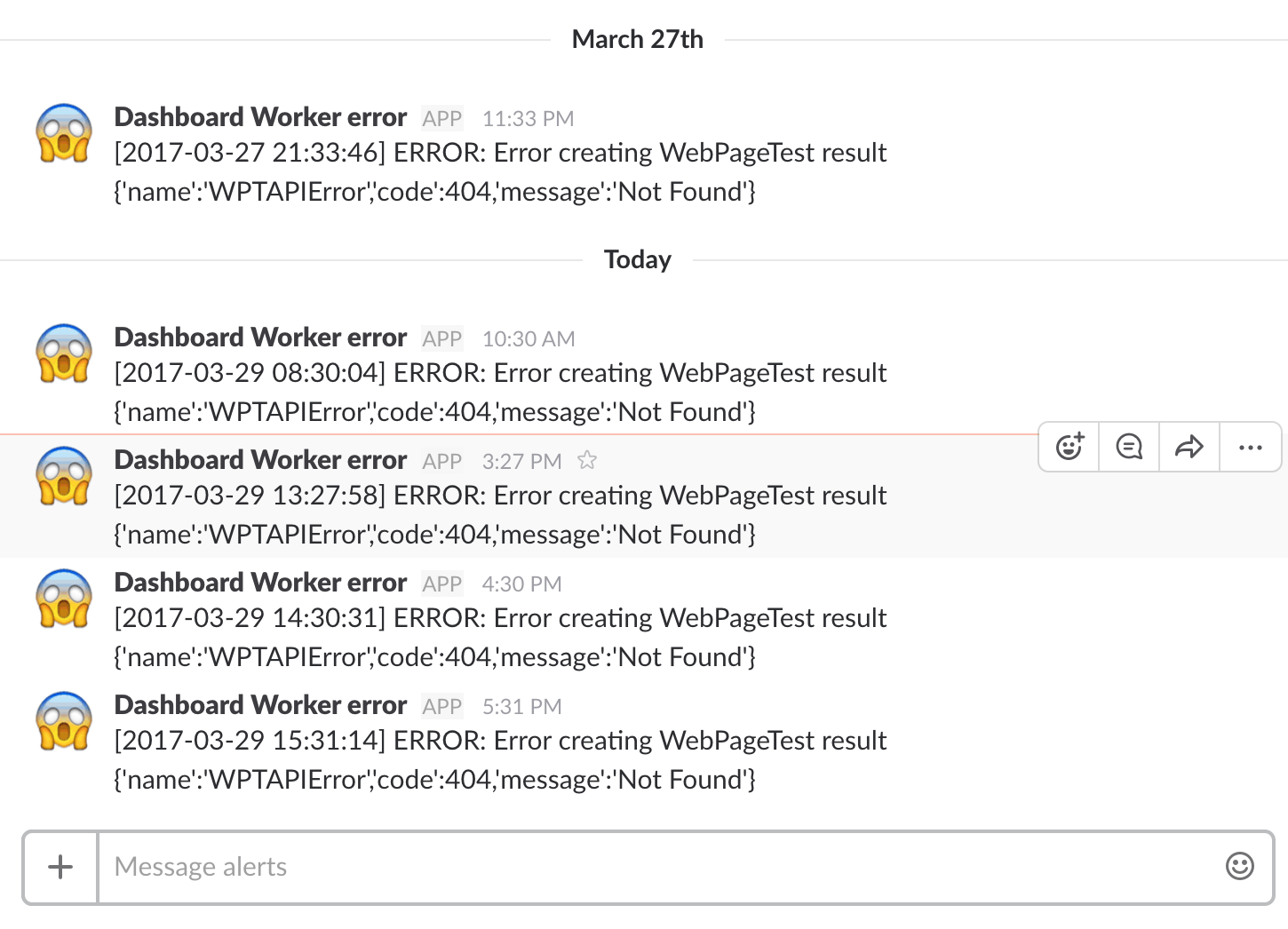 Getting alerts from Slack when we get an error in the logs